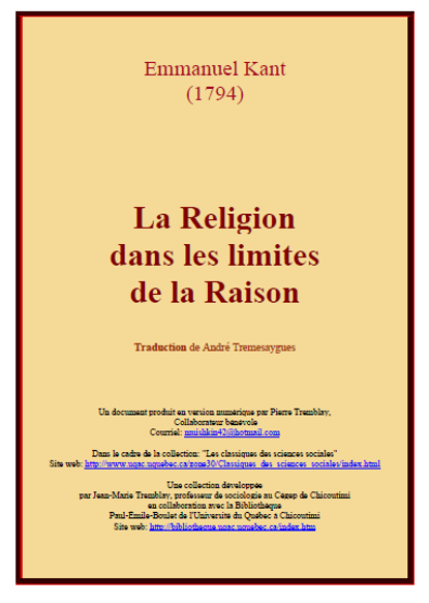 La religion dans les limites de la raison